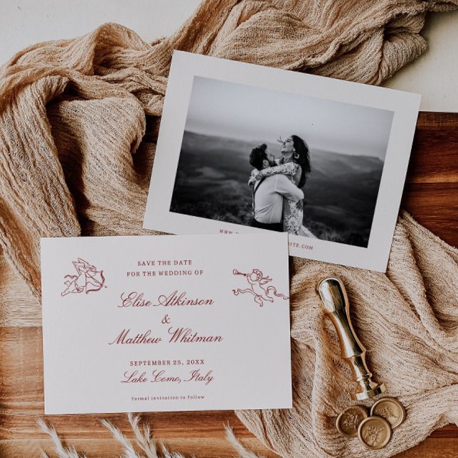 Rote illustrierte wunderliche Hochzeit  Save The D Date (Von Creator hochgeladen)
