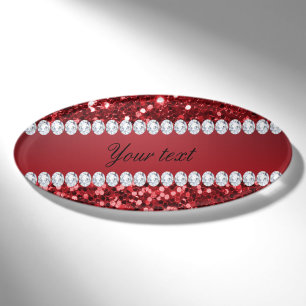 Rote Imitat Glitzer und Diamanten Namenschild