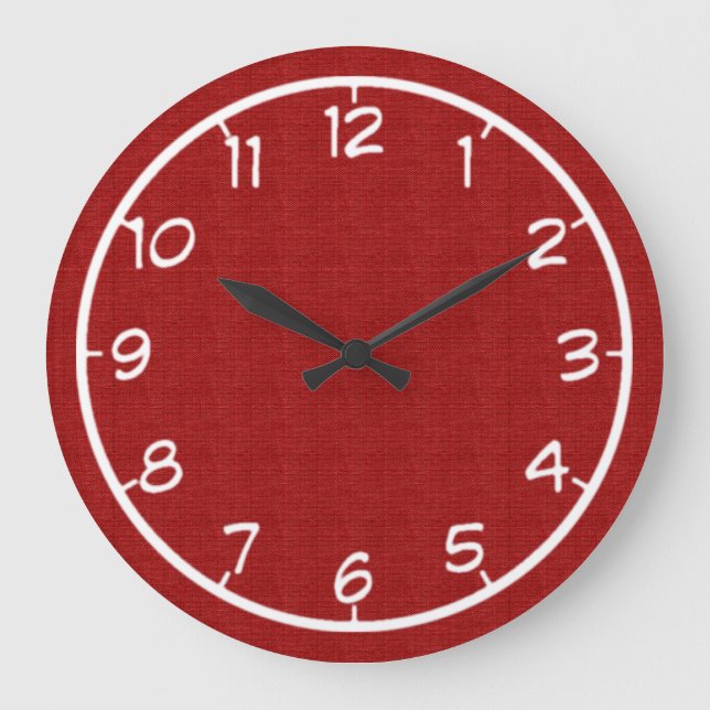 Rote Imitat-Leinwand-Uhr Große Wanduhr (Vorderseite)