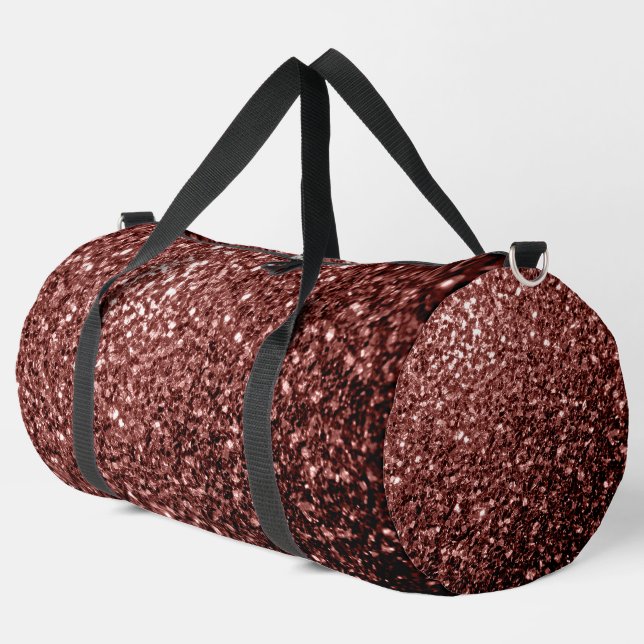 Rote Imitate Glitzer Glitzern Duffle Bag (Linke Ecke)