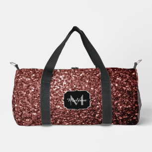 Rote Imitate Glitzer Glitzern Monogramm Duffle Bag