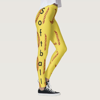Rote Imitate Glitzer Softball Stifte mit Softball Leggings