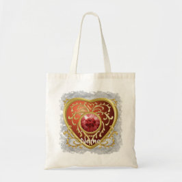 Rote Imitate Jewel Heart Tote Tasche