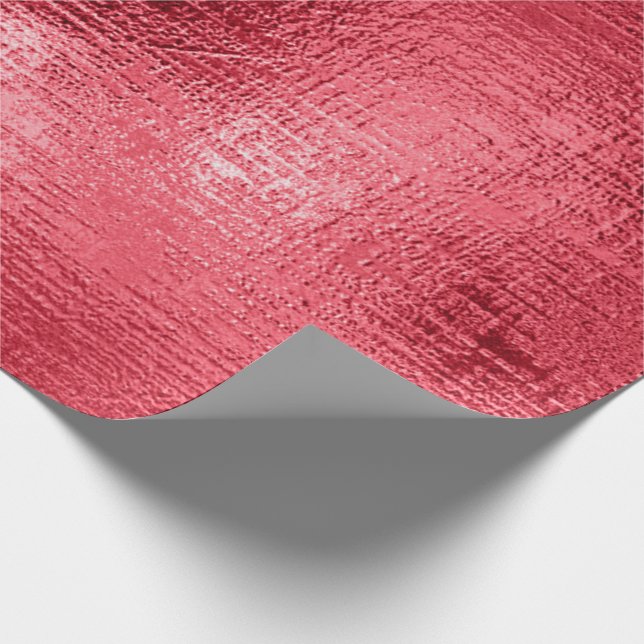 Rote Imitate Metallische Weihnachtsfeiertage Geschenkpapier (Ecke)