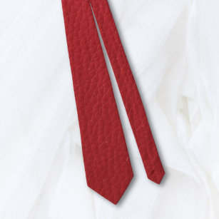 Rote Imitate Texturierte Leder ・ doppelseitig Krawatte