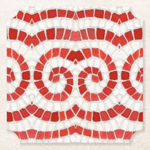 ROTE IONISCHE MOSAIK Ticket Papier Untersetzer