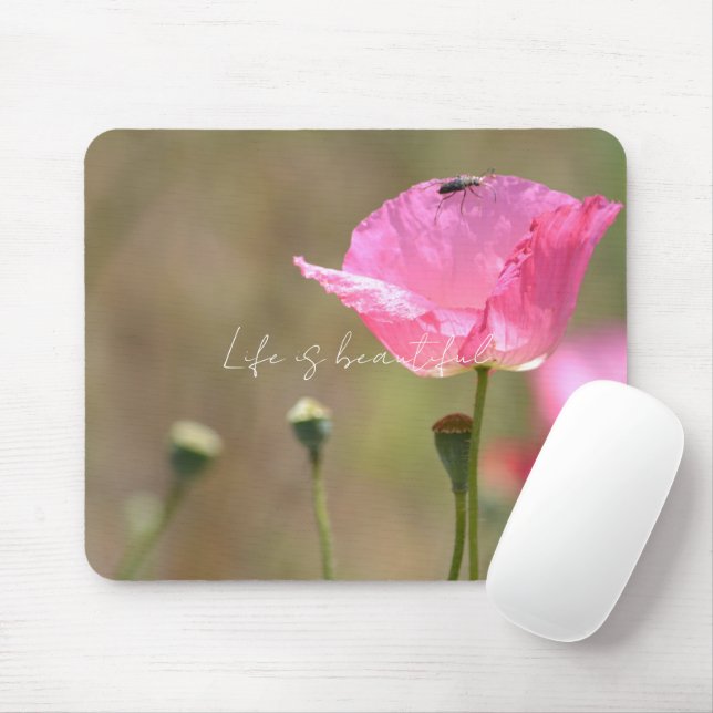 Rote Islandmohnblume (Fotografie von mir) Mousepad (Mit Mouse)