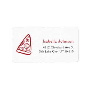 Rote italienische handgezeichnete Pizza Ciao Baby Adressaufkleber