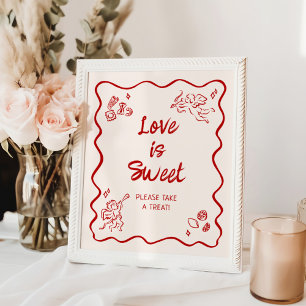 Rote italienische Liebe ist süß Poster