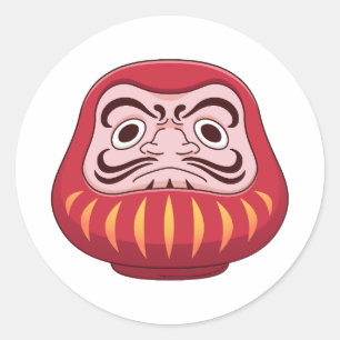 Rote japanische Daruma-Puppen-Glücksbringer-Aufkle Runder Aufkleber