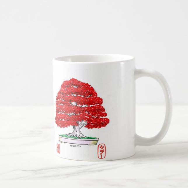 Rote japanischer Ahorn-Bonsais-Tasse Kaffeetasse (Rechts)