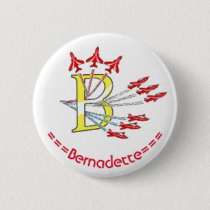 Rote Jetflugzeuge Anfangsbuchstabe B Abzeichen Button