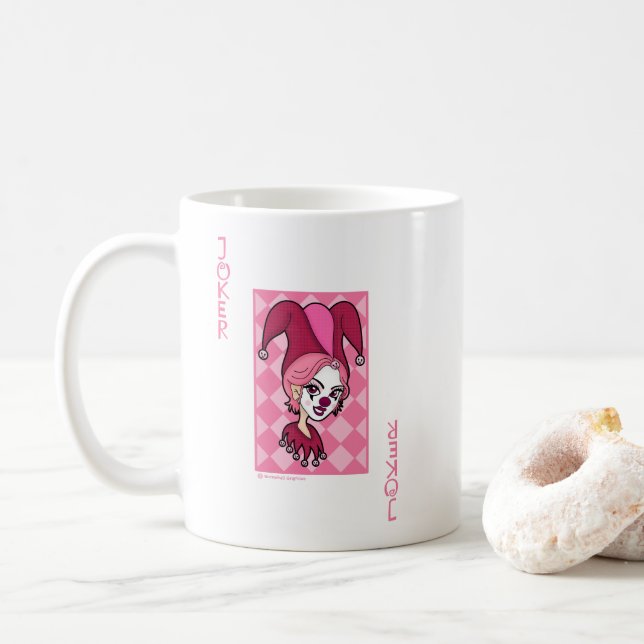 Rote Joker Karte  Kaffeetasse (Mit Donut)