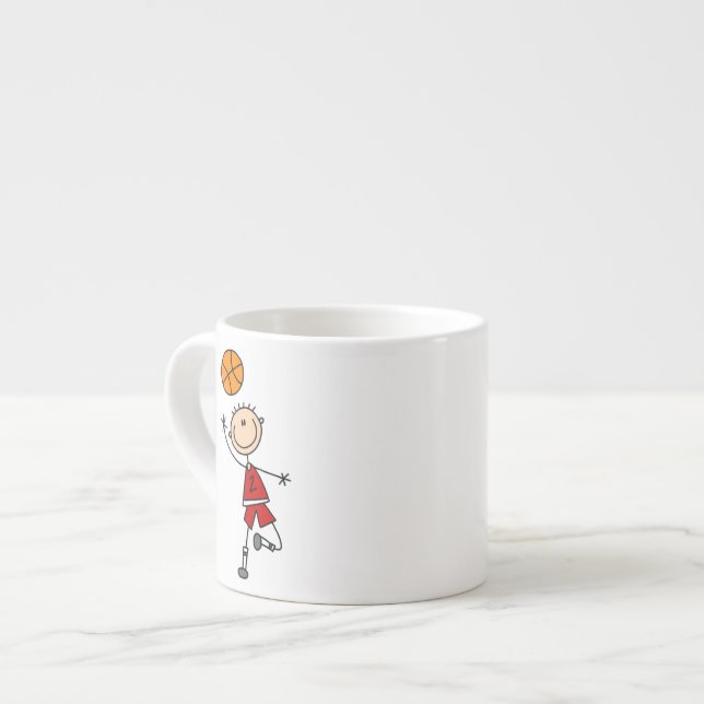 Rote Jungen-Basketball-Spieler-T - Shirts und Espressotasse (Vorderseite Links)
