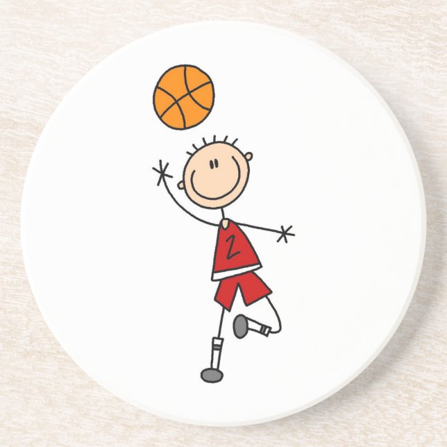 Rote Jungen-Basketball-Spieler-T - Shirts und Untersetzer (Vorne)