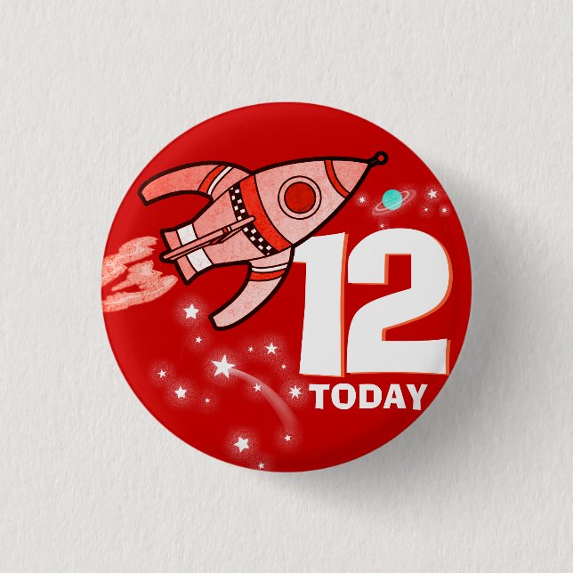 Rote Jungs im Weltraum sind 12 Jahre alt Button (Vorderseite)