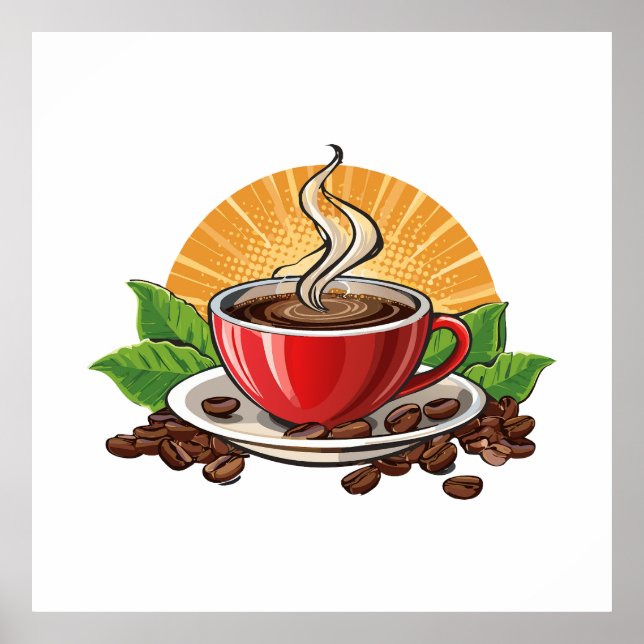 Rote Kaffeetasse Poster (Vorne)