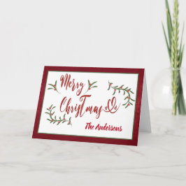 Rote Kalligrafie Frohe Weihnachtsfeige Feiertagskarte