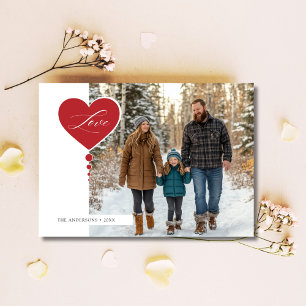 Rote Kalligrafie-Liebe Familienfoto Valentinstag-B Feiertagskarte