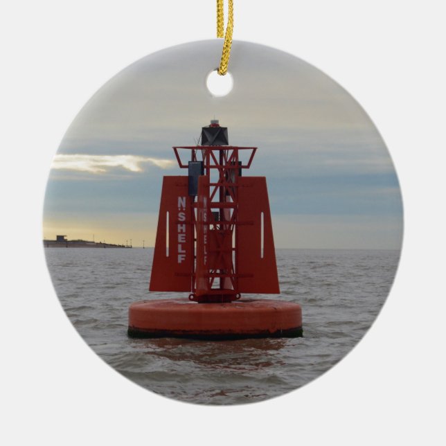 Rote Kanal-Boje Keramik Ornament (Vorne)