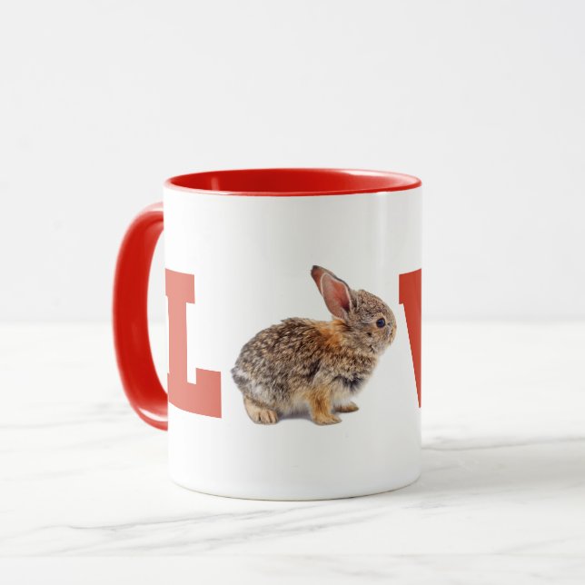 Rote Kaninchen-Liebe Tasse (Vorderseite Links)