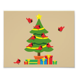 Rote Kardinal - Christmas Merrier verbringt zusamm Fotodruck