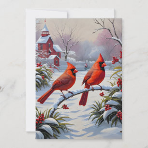 Rote Kardinal im Winter Feiertagskarte