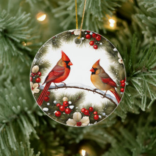 Rote Kardinal Snow Birds Memorial Geschenkideen Keramik Ornament