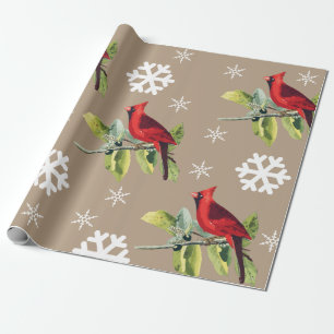 Rote Kardinal Winterschneeflocken Geschenkpapier