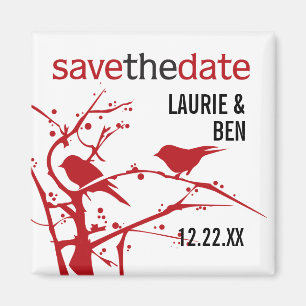Rote Kardinäle auf Niederlassung Save the Date Magnet