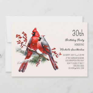 Rote Kardinäle Beeren 30. Geburtstag Einladung