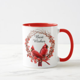 Rote Kardinäle Berries Wreath Kaffee Tasse