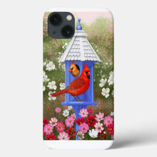 Rote Kardinäle Bird House Flower Garden Case-Mate iPhone Hülle