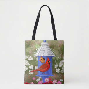 Rote Kardinäle Bird House Flower Garden Tasche