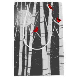 Rote Kardinäle in Birch Tree Mittlere Geschenktüte