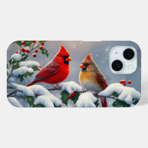 Rote Kardinäle und Stechpalme im Schnee Case-Mate iPhone Hülle