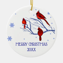 Rote Kardinäle | Weihnachtsjahr Keramikornament