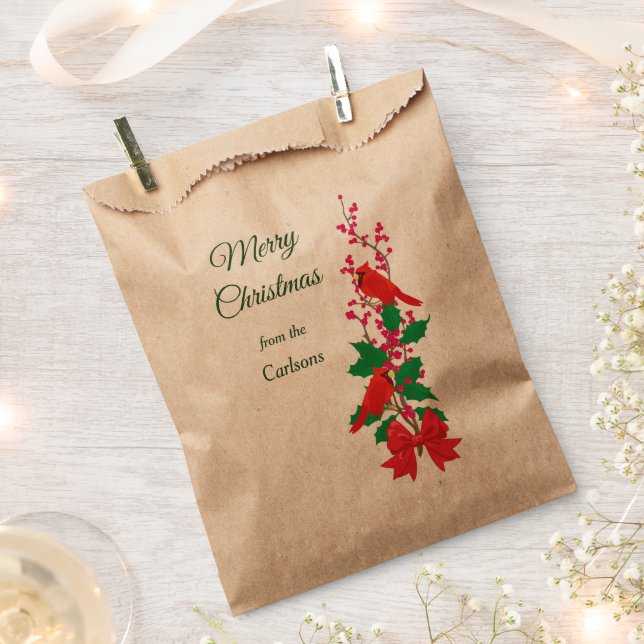 Rote Kardinäle zu Weihnachten Geschenktütchen (Ausgeschnitten)