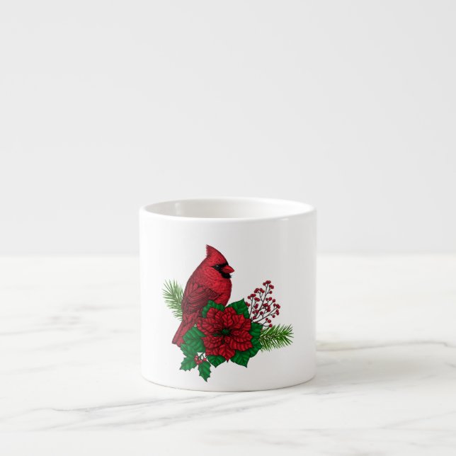 Rote Kardinäle zur Weihnachtsdekoration Espressotasse (Vorderseite)
