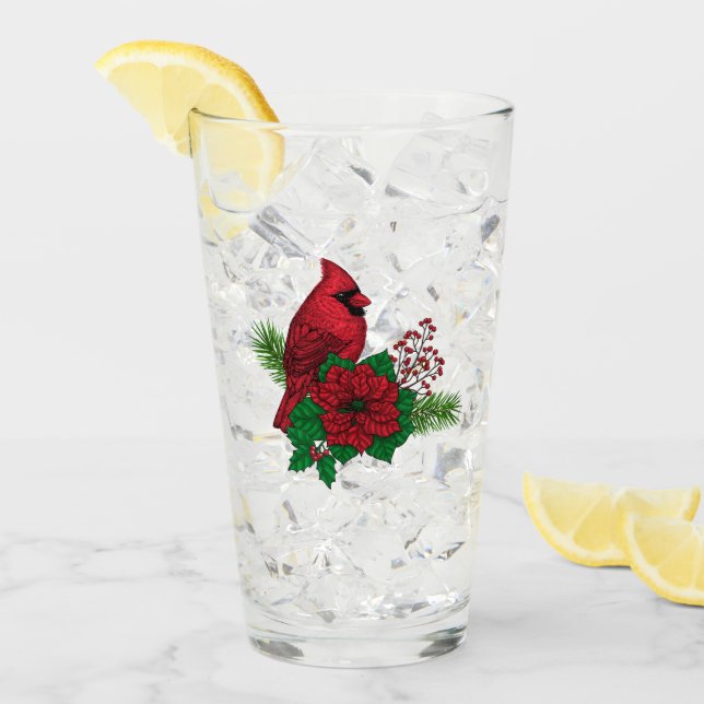 Rote Kardinäle zur Weihnachtsdekoration Glas (Vorderseite Ice)