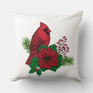 Rote Kardinäle zur Weihnachtsdekoration Kissen