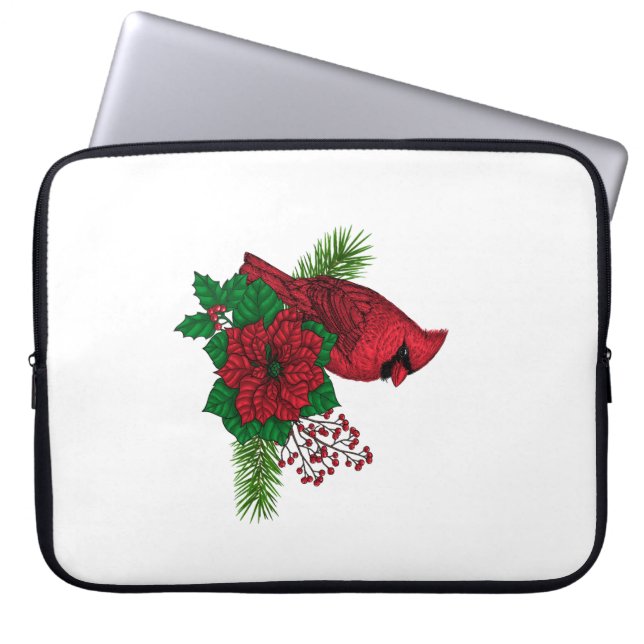 Rote Kardinäle zur Weihnachtsdekoration Laptopschutzhülle (Vorderseite)