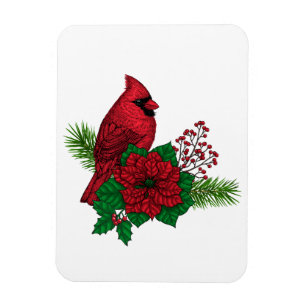 Rote Kardinäle zur Weihnachtsdekoration Magnet