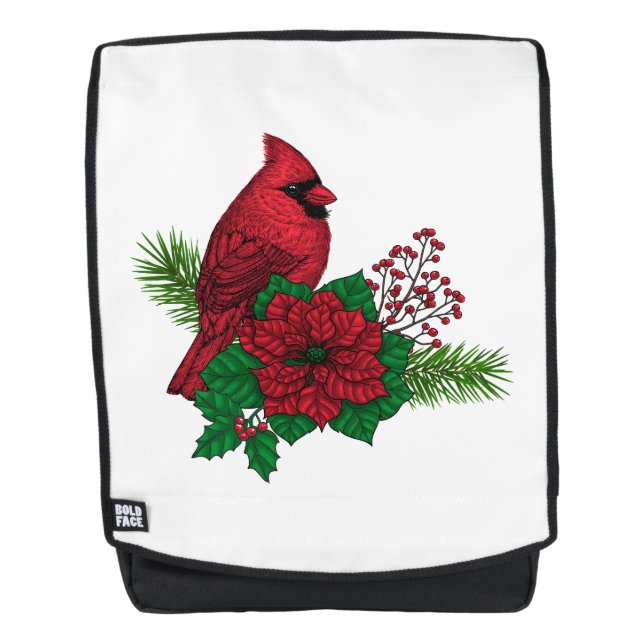 Rote Kardinäle zur Weihnachtsdekoration Rucksack (Vorderseite)