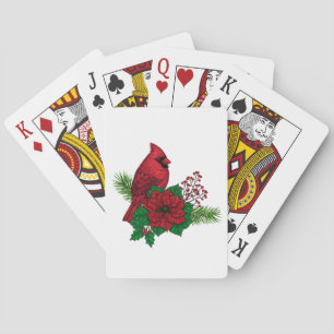 Rote Kardinäle zur Weihnachtsdekoration Spielkarten