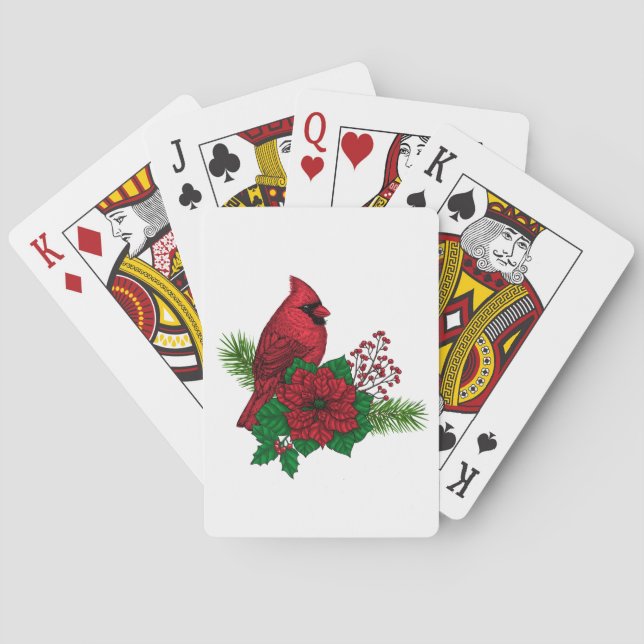 Rote Kardinäle zur Weihnachtsdekoration Spielkarten (Rückseite)