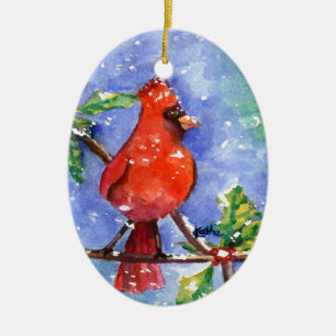 Rote Kardinals-Verzierung Keramik Ornament