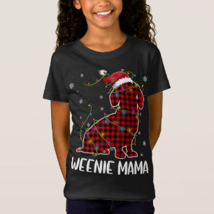 Rote Karierte Dackel Mama Dackel Weihnachten Pajam T-Shirt