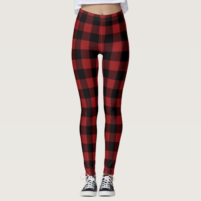 Rote Karierte Leggings (Vorderseite)