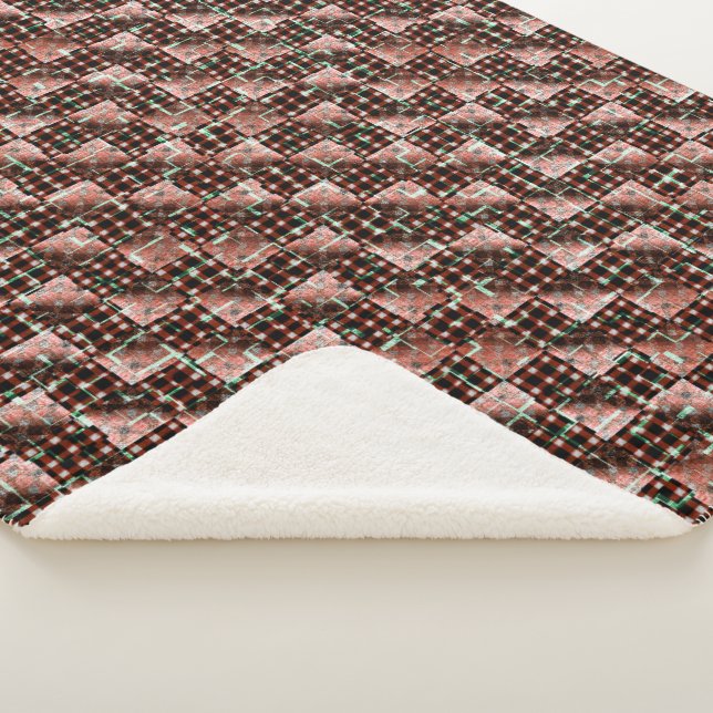 Rote, karierte Quadrate, die dem seltsamen Mosaik  Sherpadecke (3/4)
